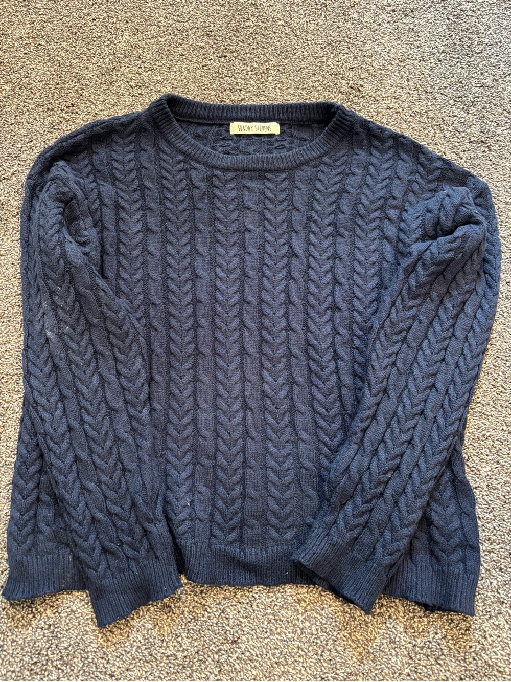 Stitches Navy Cable Crewneck Sweater